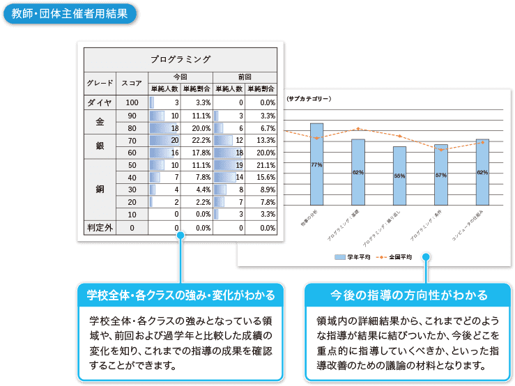 教師・団体主催者用の結果例